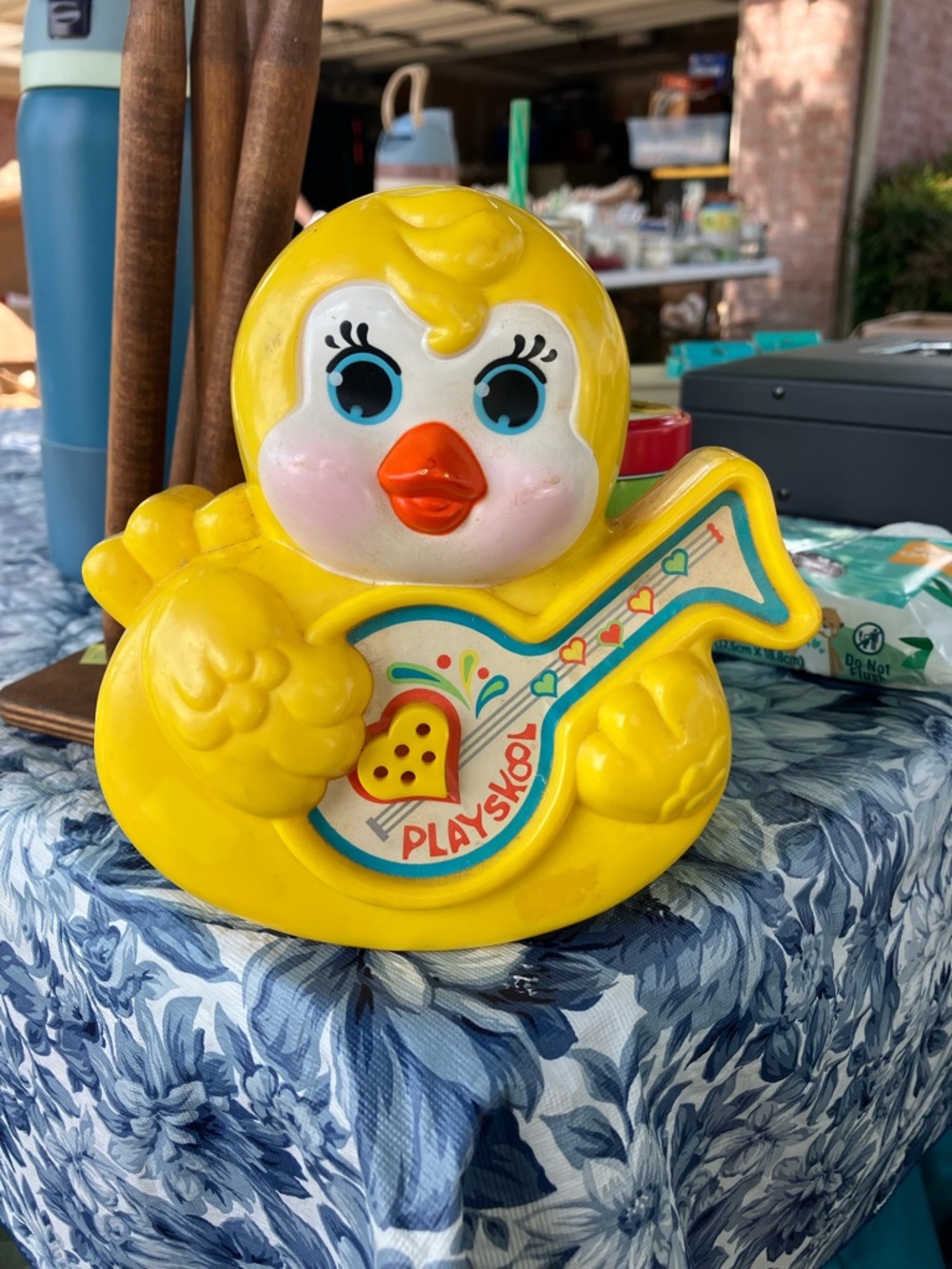 Vintage Playskool Lullaby Musical Bird Rocking Yellow Bird Guitar Crib Toy